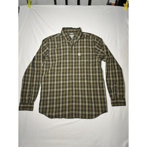 Carhartt Shirt Men's M‎ Brown Essential Plaid Relaxed Fit Button Down Workwear